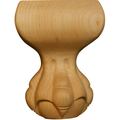 Osborne Wood Products 6 x 4 1/2 x 3 1/4 Ball & Claw Center Foot in Alder 6162A